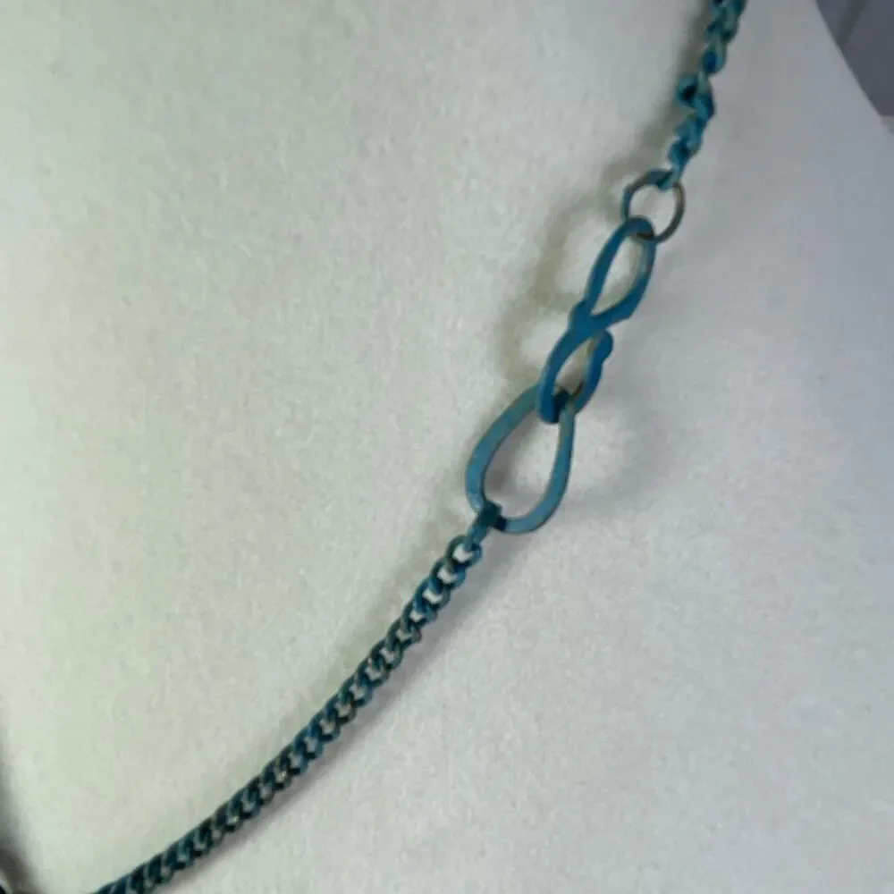 Boho 3 strand distressed metal coin necklace & long earrings